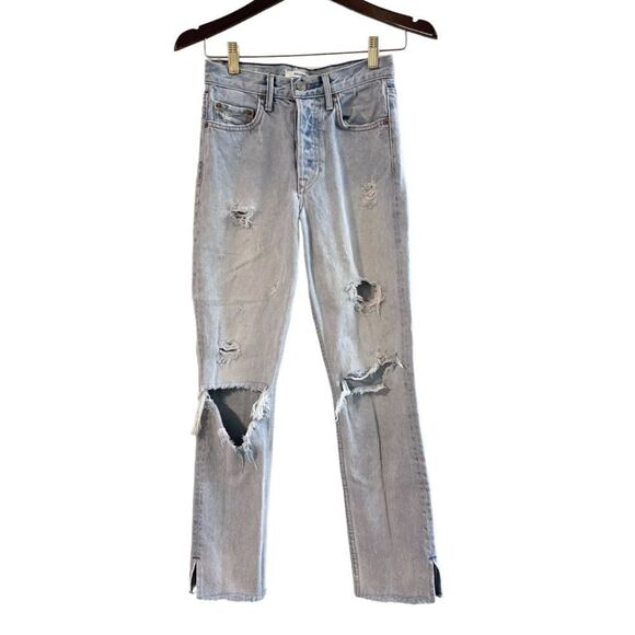 GRLFRND Karolina Don't Cry Daddy Raw Hem Cropped Ankle Jeans, Size 24 - Picture 6 of 15